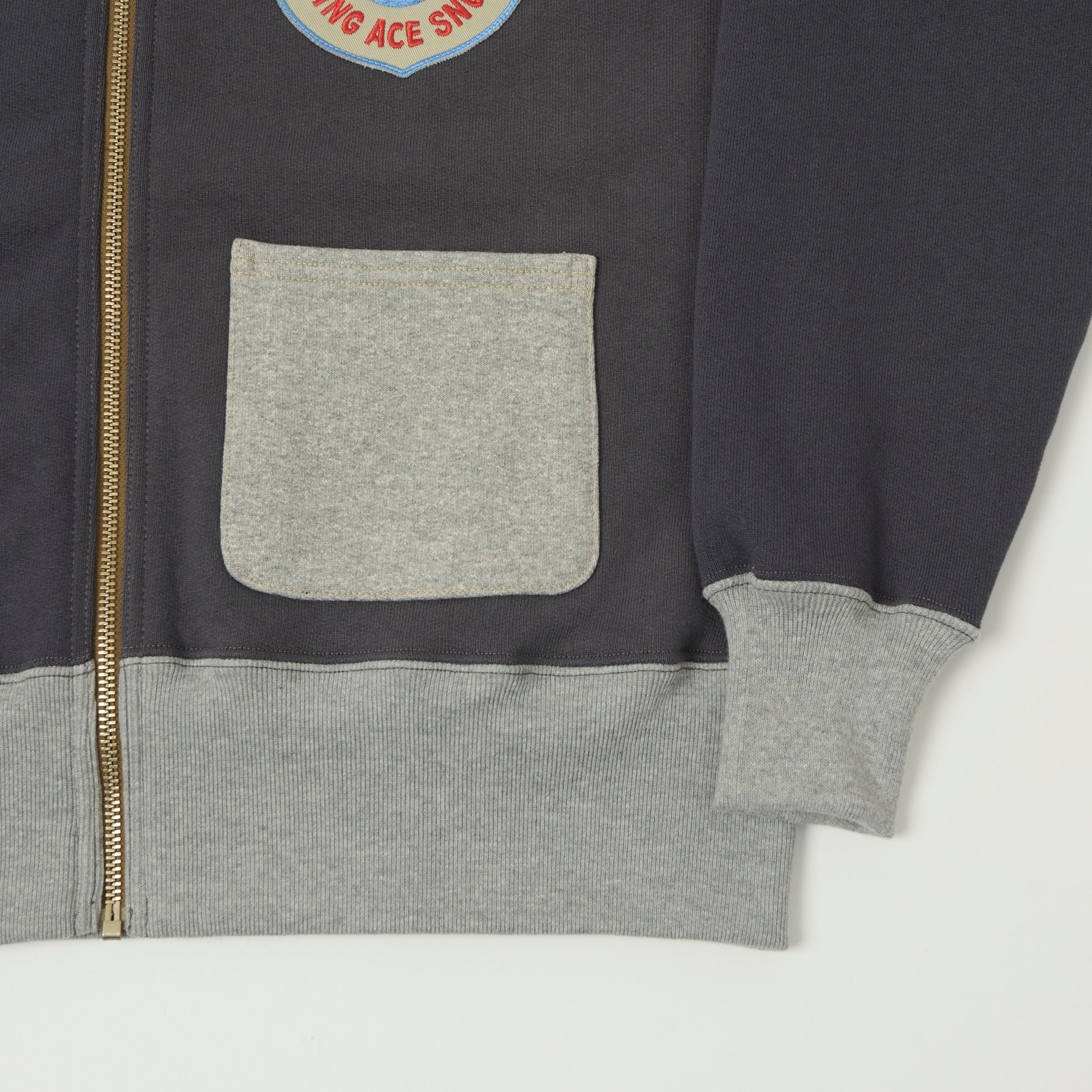 TOYS McCOY 'Snoopy Flying Ace' C-2 Zip Through Sweat - Navy/Grey