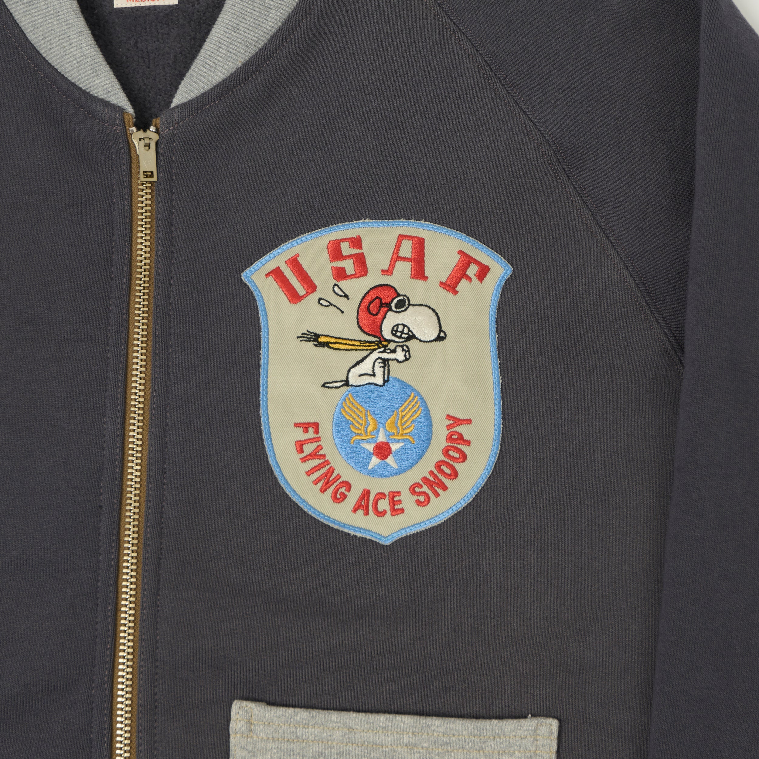 TOYS McCOY 'Snoopy Flying Ace' C-2 Zip Through Sweat - Navy/Grey