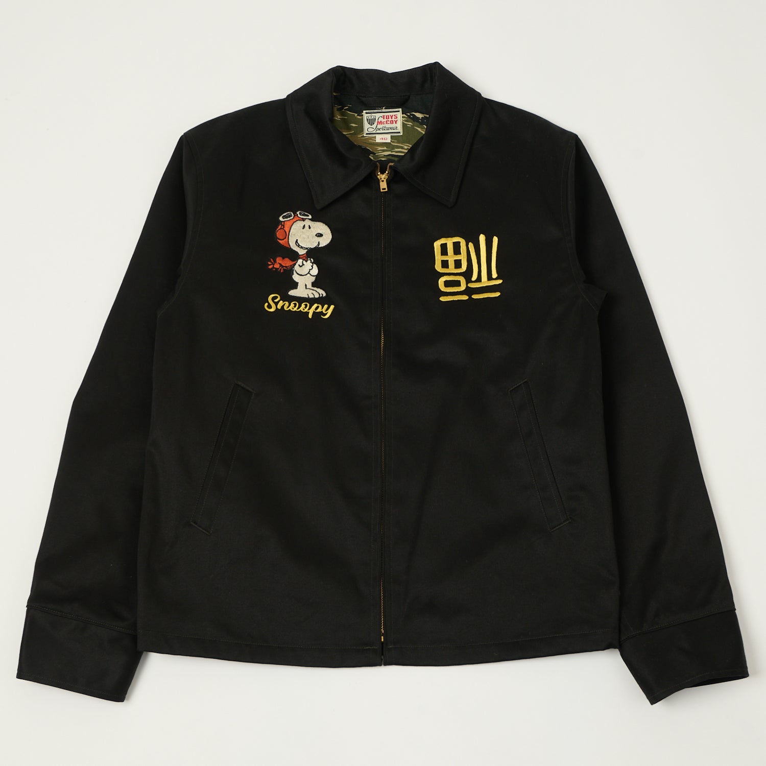 TOYS McCOY Snoopy Embroidered Tour Jacket - Black
