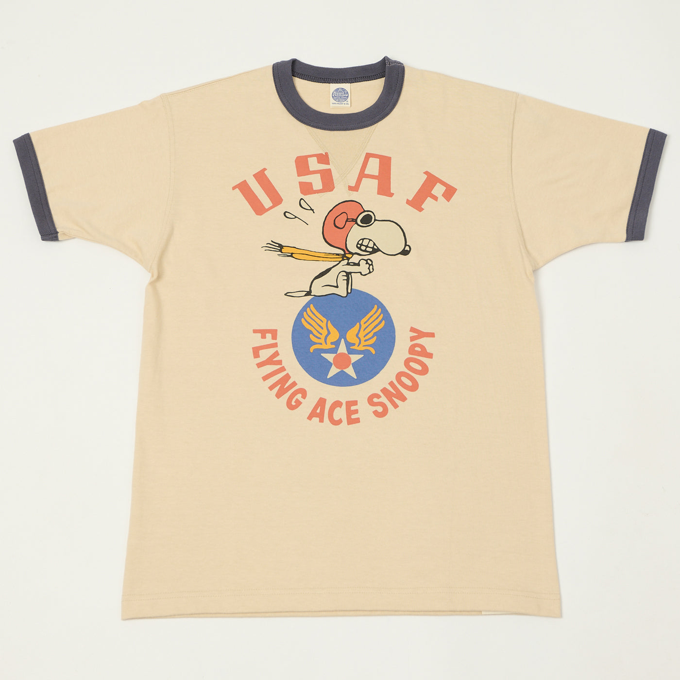 TOYS McCOY 'Snoopy USAF Flying Ace' Ringer T-Shirt - Beige