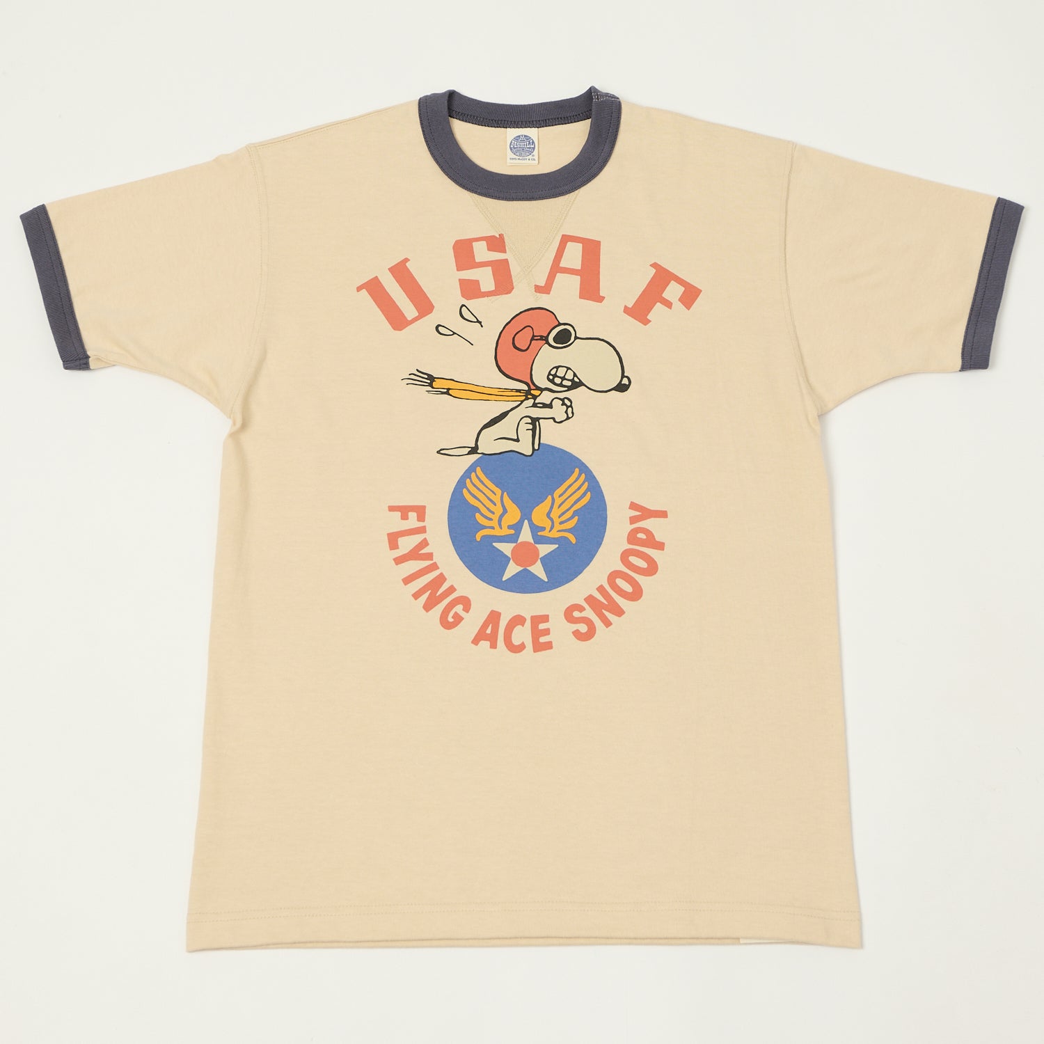 TOYS McCOY 'Snoopy USAF Flying Ace' Ringer T-Shirt - Beige