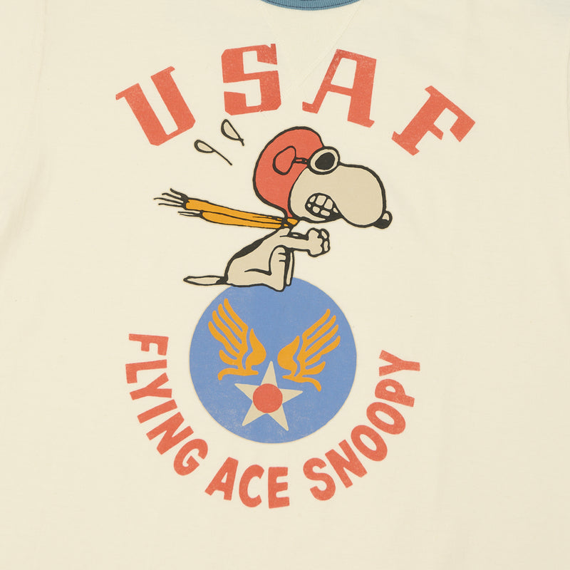 TOYS McCOY 'Snoopy USAF Flying Ace' Ringer Tee - Off White