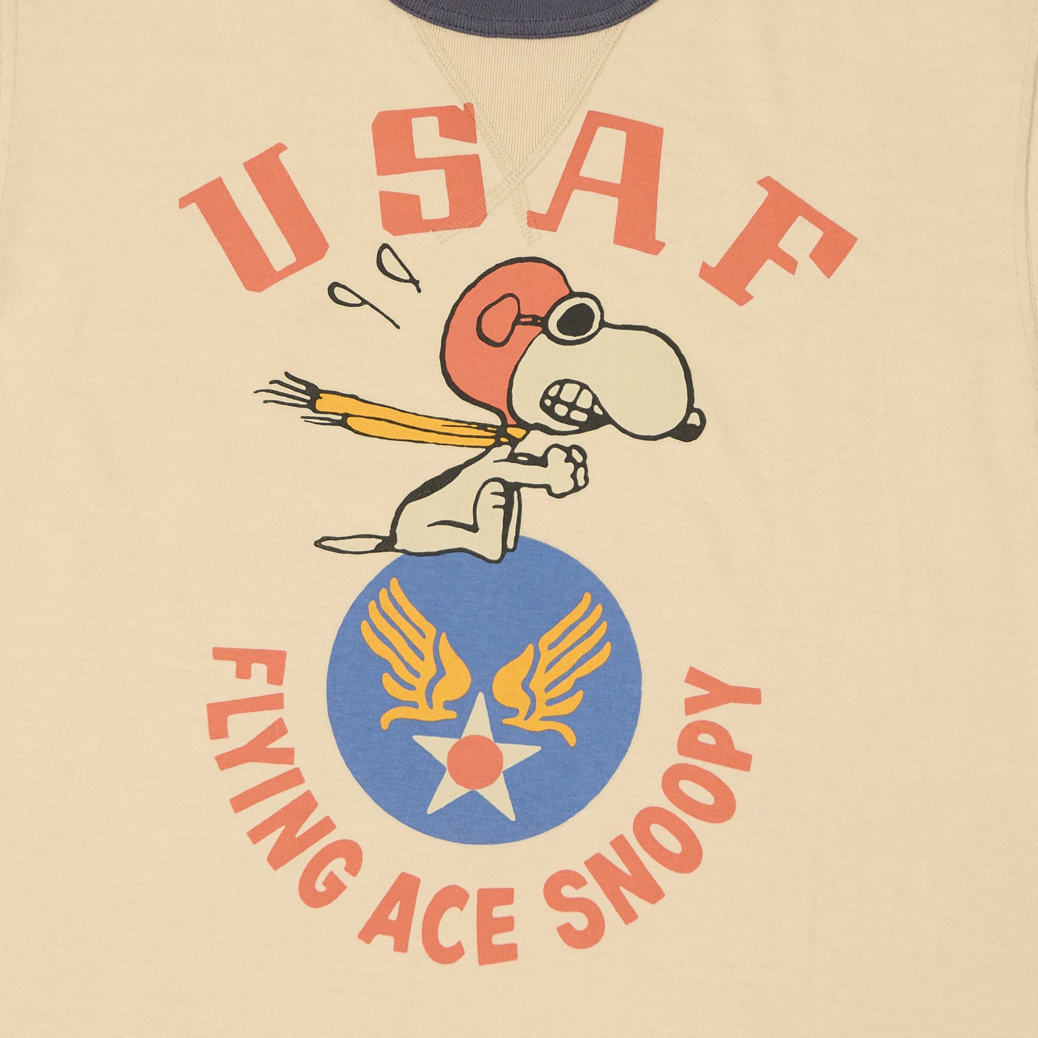 TOYS McCOY 'Snoopy USAF Flying Ace' Ringer T-Shirt - Beige