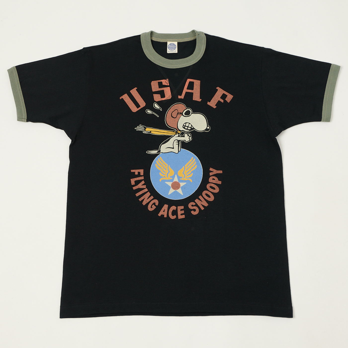 TOYS McCOY 'Snoopy USAF Flying Ace' Ringer T-Shirt - Black