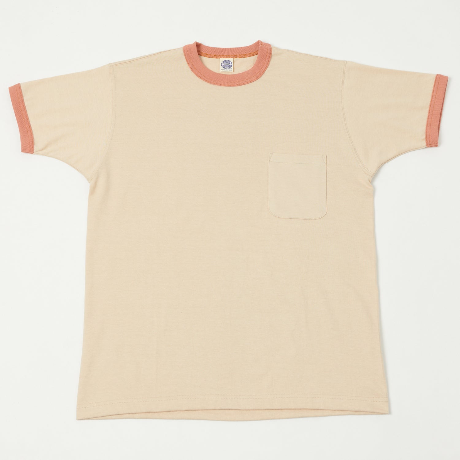 TOYS McCOY Ringer Pocket T-Shirt - Beige/Carrot