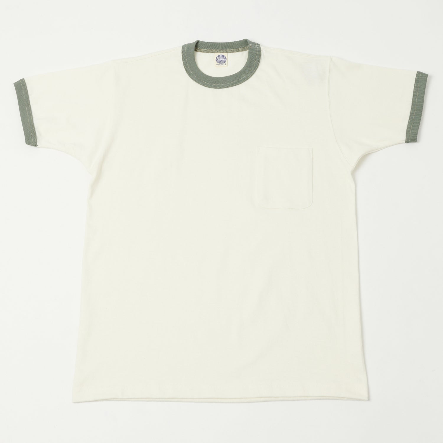 TOYS McCOY Ringer Pocket T-Shirt - Off White/Green