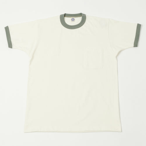 TOYS McCOY Ringer Pocket T-Shirt - Off White/Green