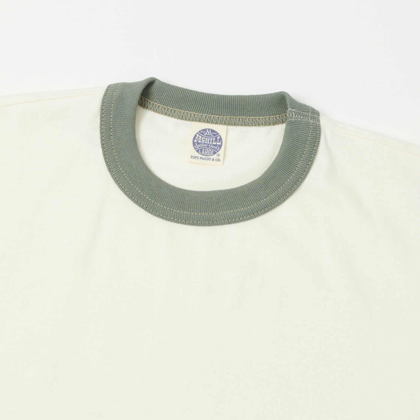 TOYS McCOY Ringer Pocket T-Shirt - Off White/Green