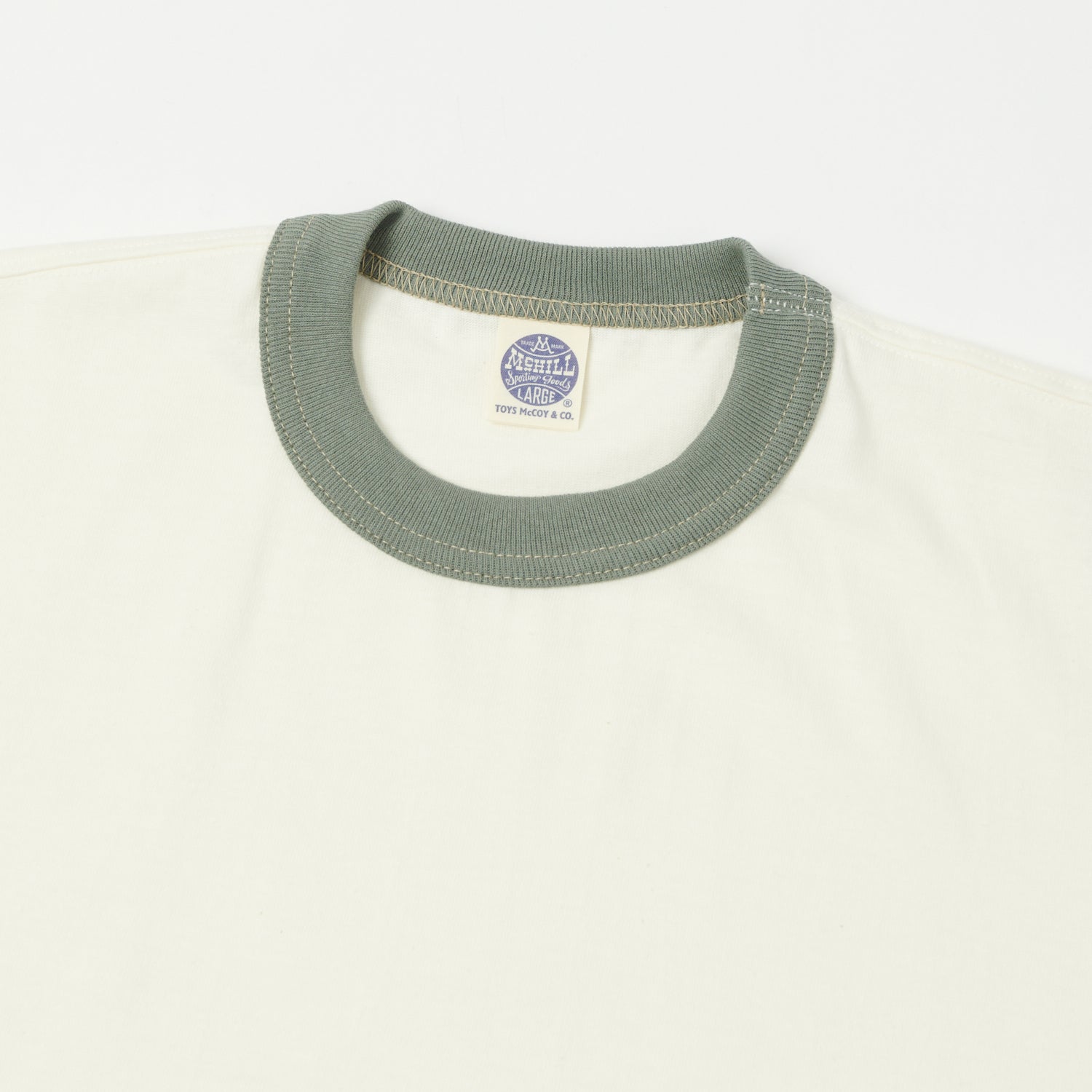 TOYS McCOY Ringer Pocket T-Shirt - Off White/Green