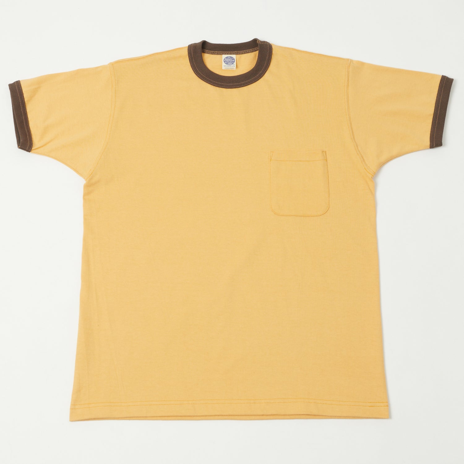 TOYS McCOY Ringer Pocket T-Shirt - Yellow/Charcoal
