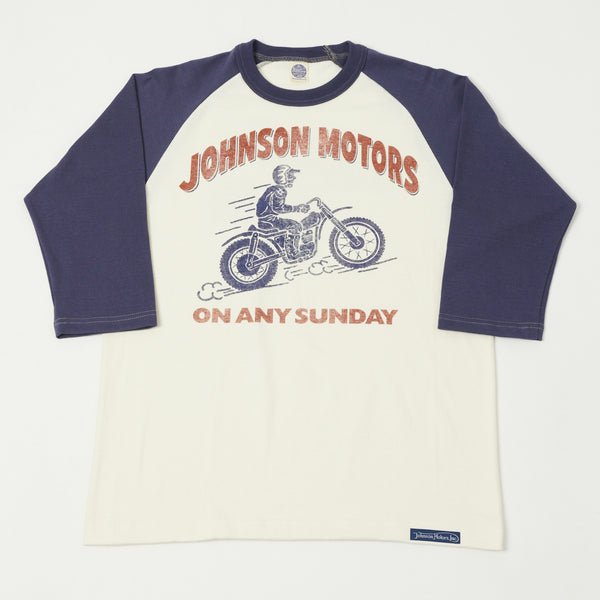 TOYS McCOY 'Johnson Motors'  3/4 Baseball Tee - Graphite Off White/Blue