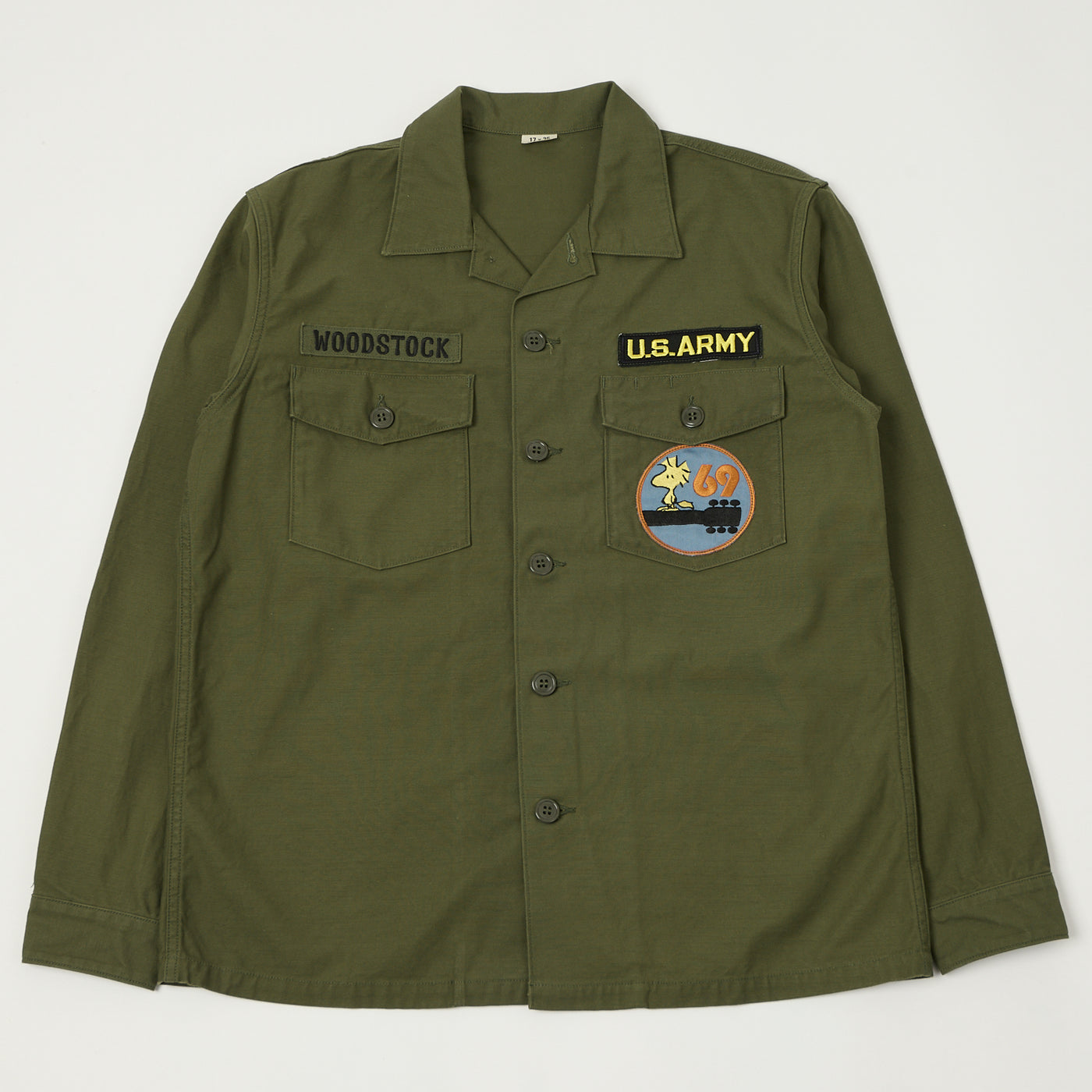 TOYS McCOY Snoopy 'Woodstock 69' OG-107 Cotton Sateen Shirt - Olive