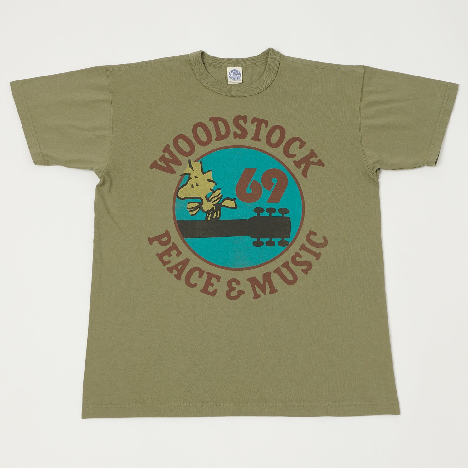 TOYS McCOY Snoopy 'Woodstock Peace & Music' T-Shirt - Olive