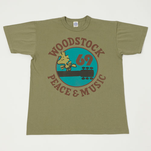 TOYS McCOY Snoopy 'Woodstock Peace & Music' T-Shirt - Olive