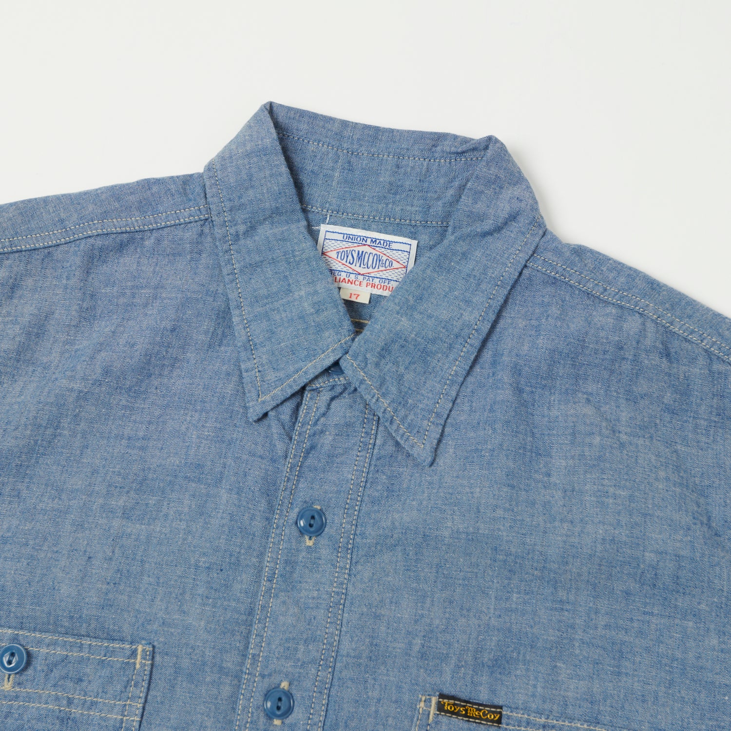 TOYS McCOY Short Sleeve Chambray Work Shirt - Blue