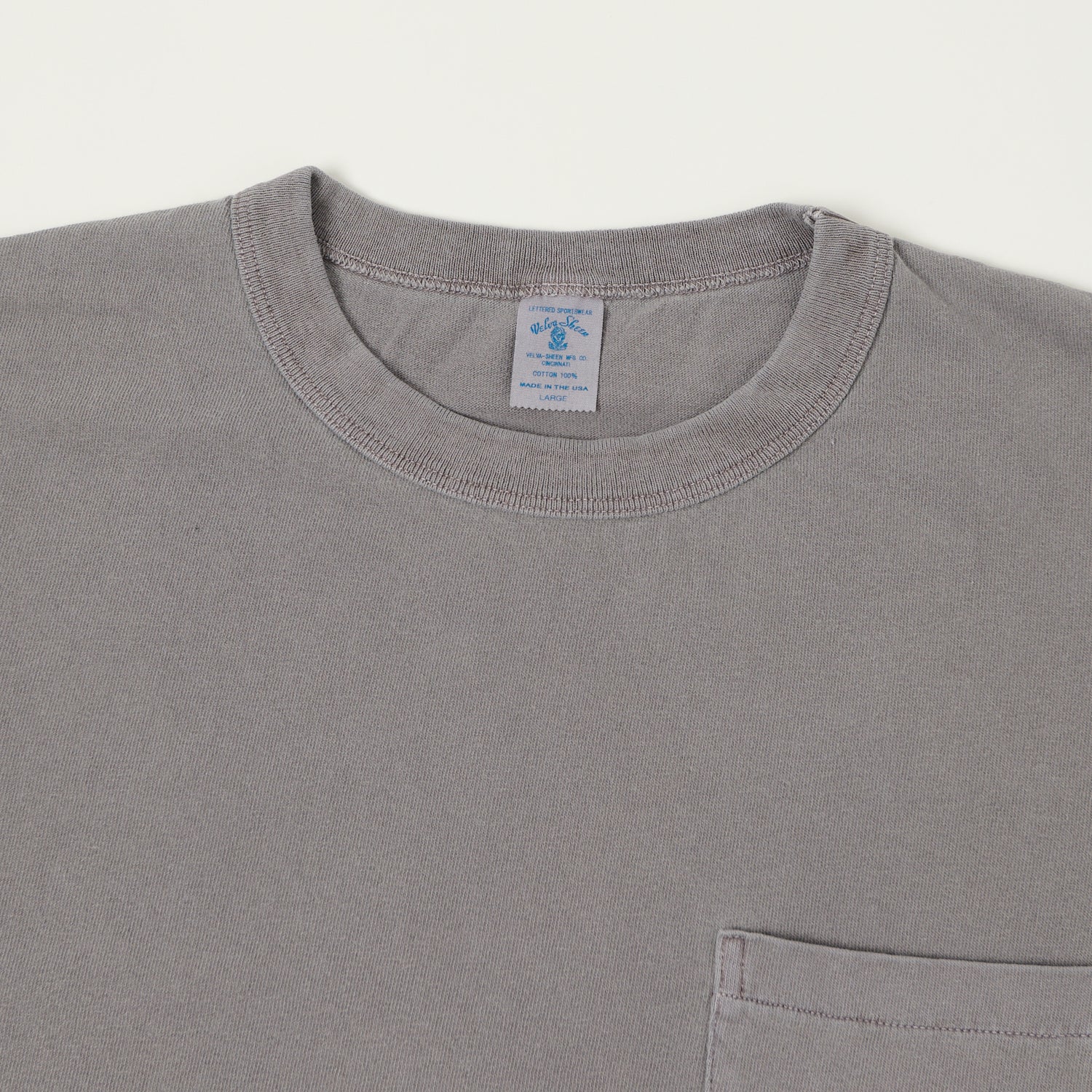 Velva Sheen Pigment Dyed Pocket T-Shirt - Grey