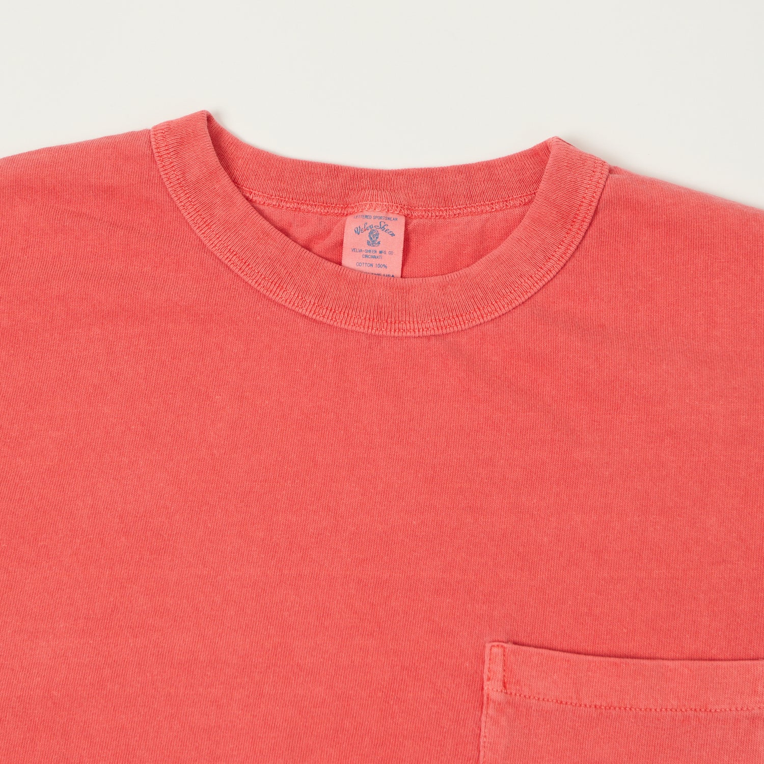 Velva Sheen Pigment Dyed Pocket T-Shirt - Coral