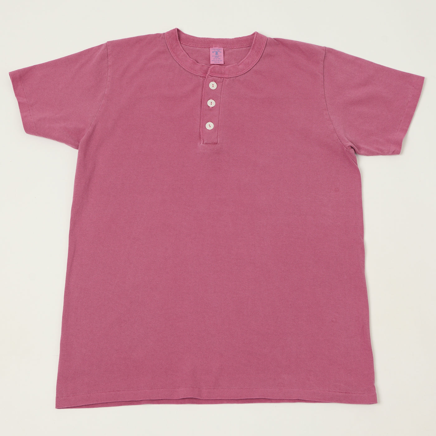 Velva Sheen Pigment Dyed Henley - Fuschia