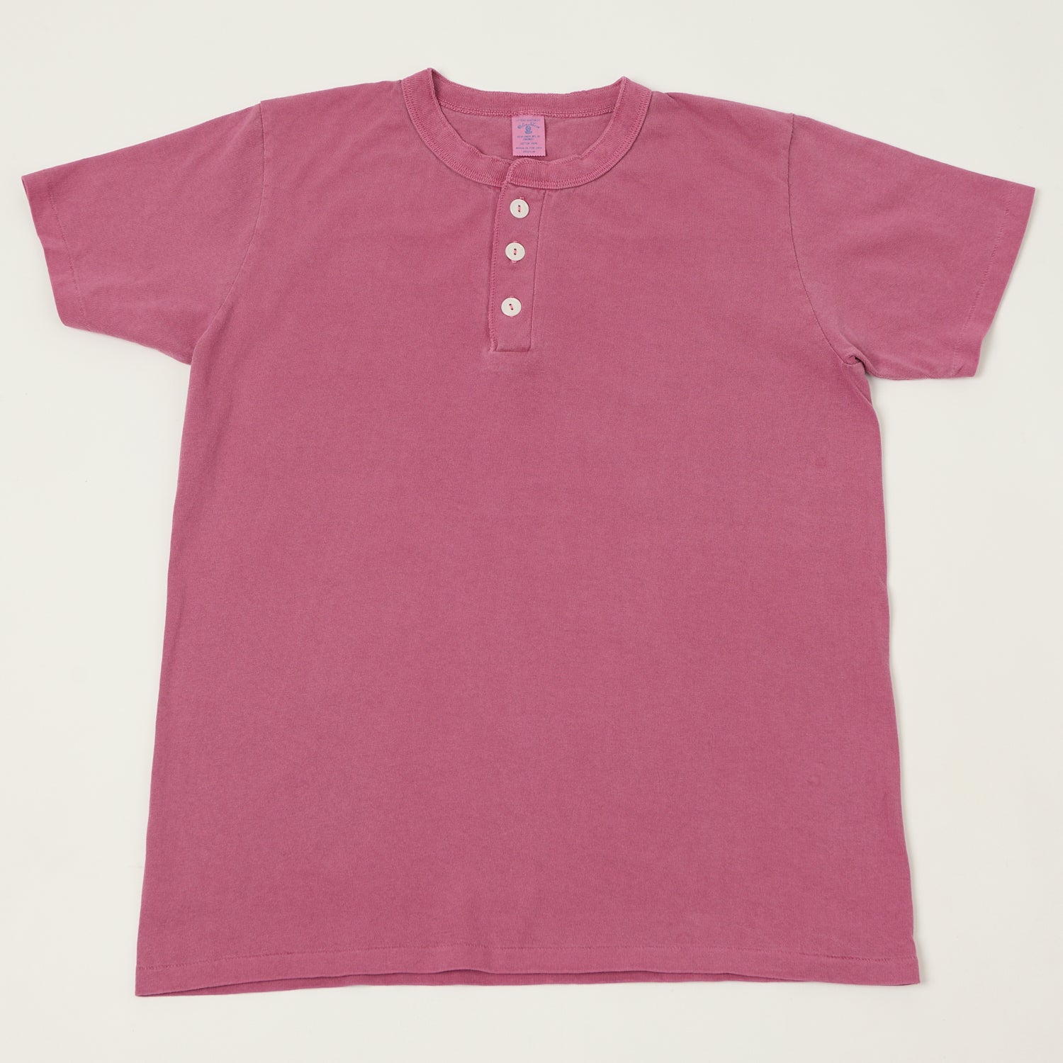 Velva Sheen Pigment Dyed Henley - Fuschia