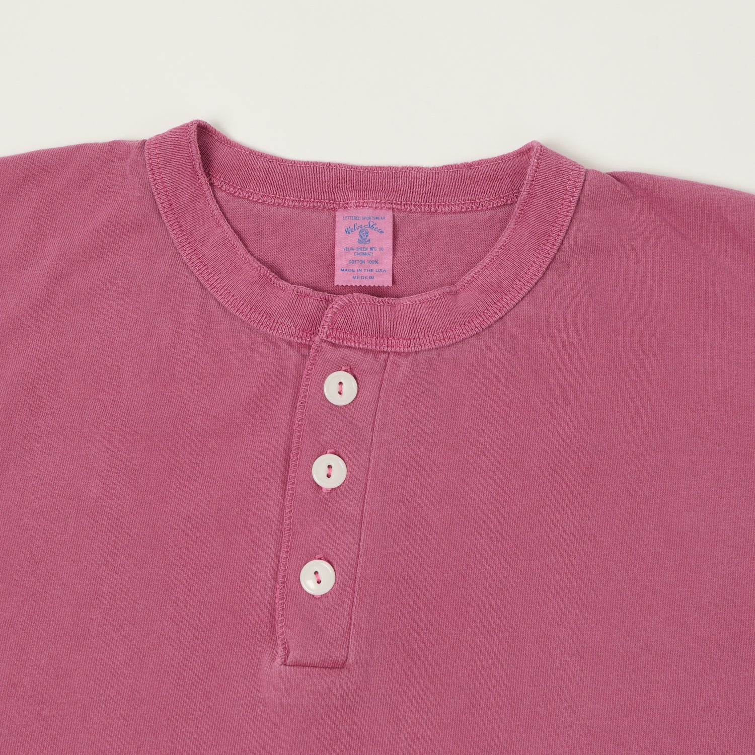 Velva Sheen Pigment Dyed Henley - Fuschia