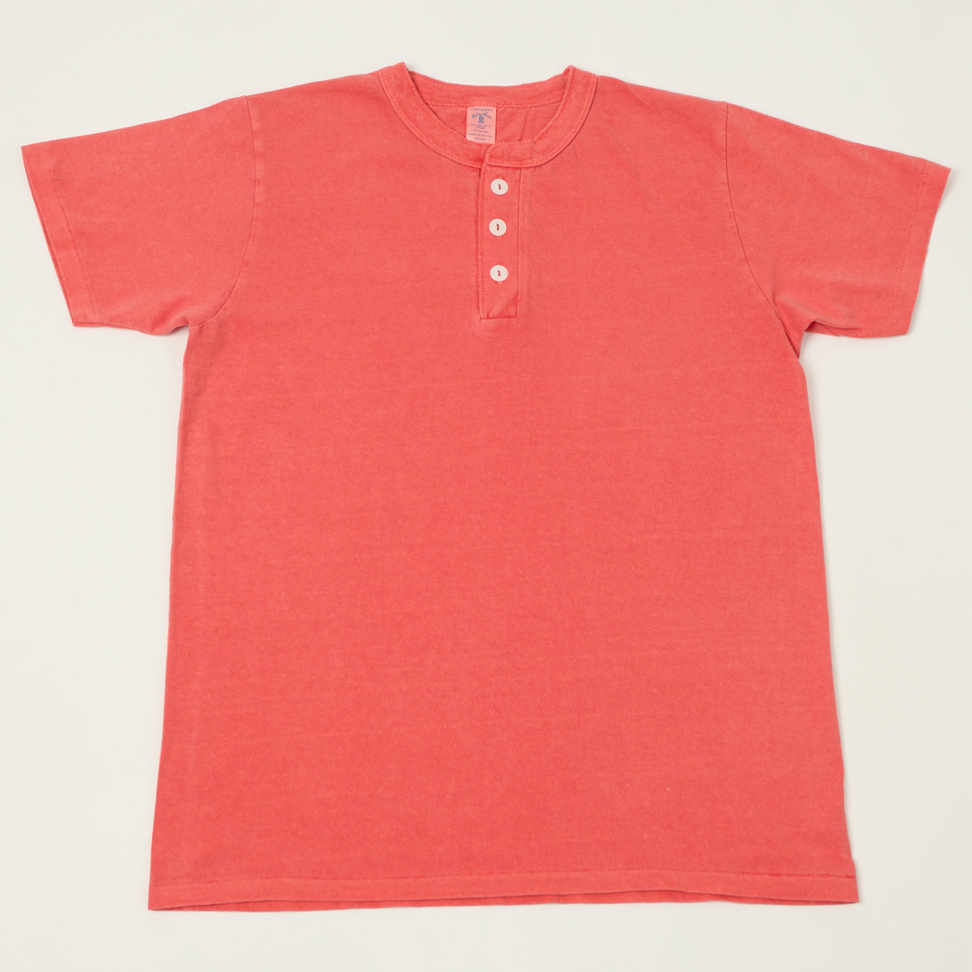 Velva Sheen Pigment Dyed Henley - Coral