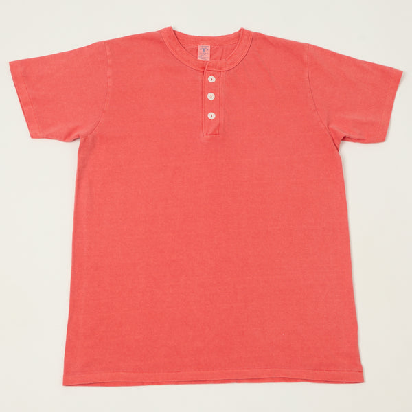 Velva Sheen Pigment Dye Henley - Coral