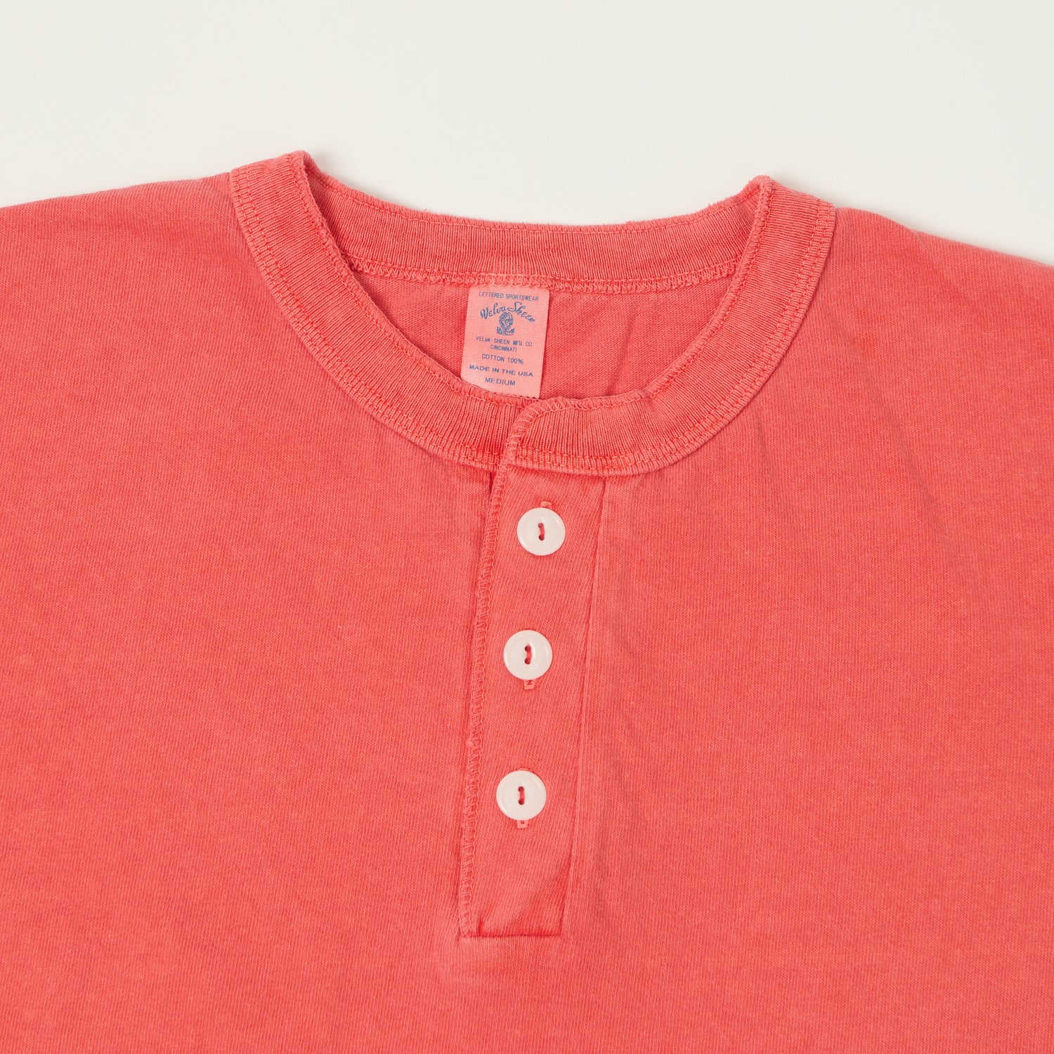 Velva Sheen Pigment Dyed Henley - Coral