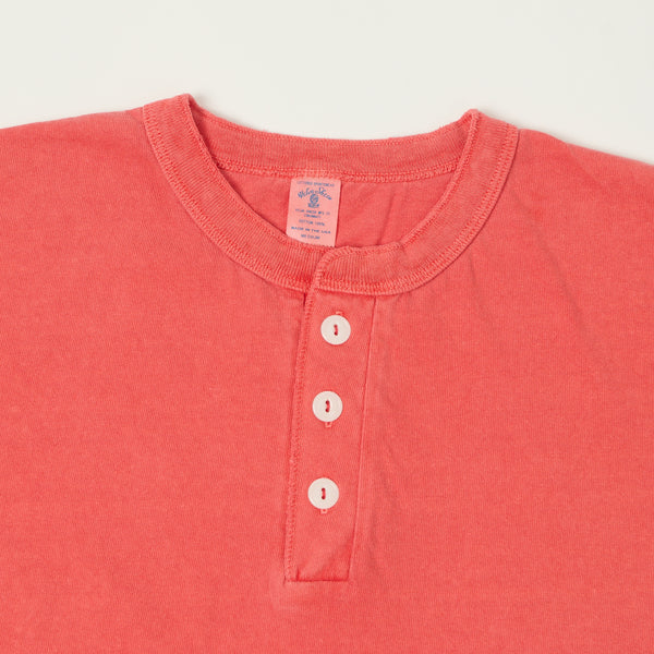 Velva Sheen Pigment Dye Henley - Coral