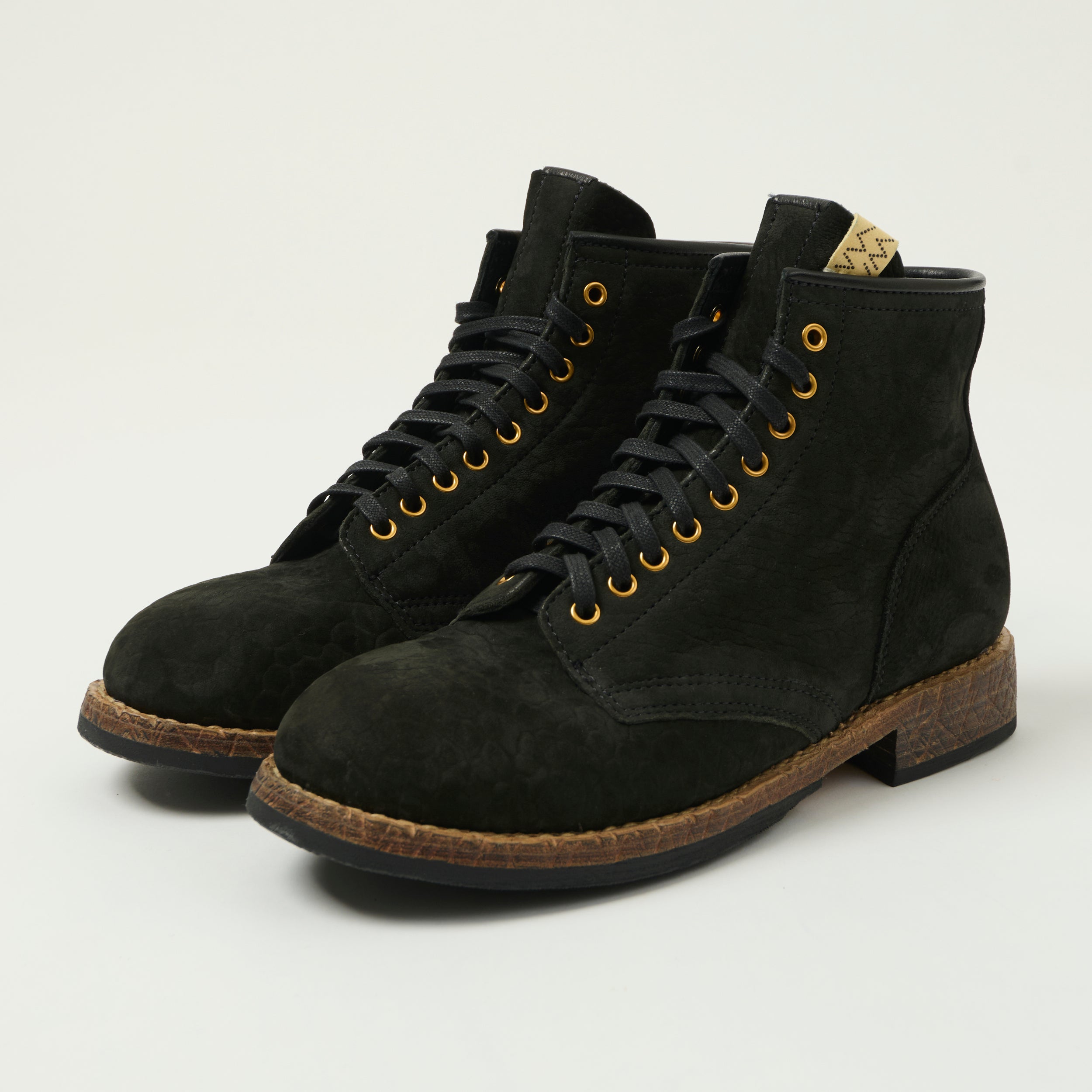 visvim 'Brigadier Mid Folk' Lambskin Roughout Boot - Black