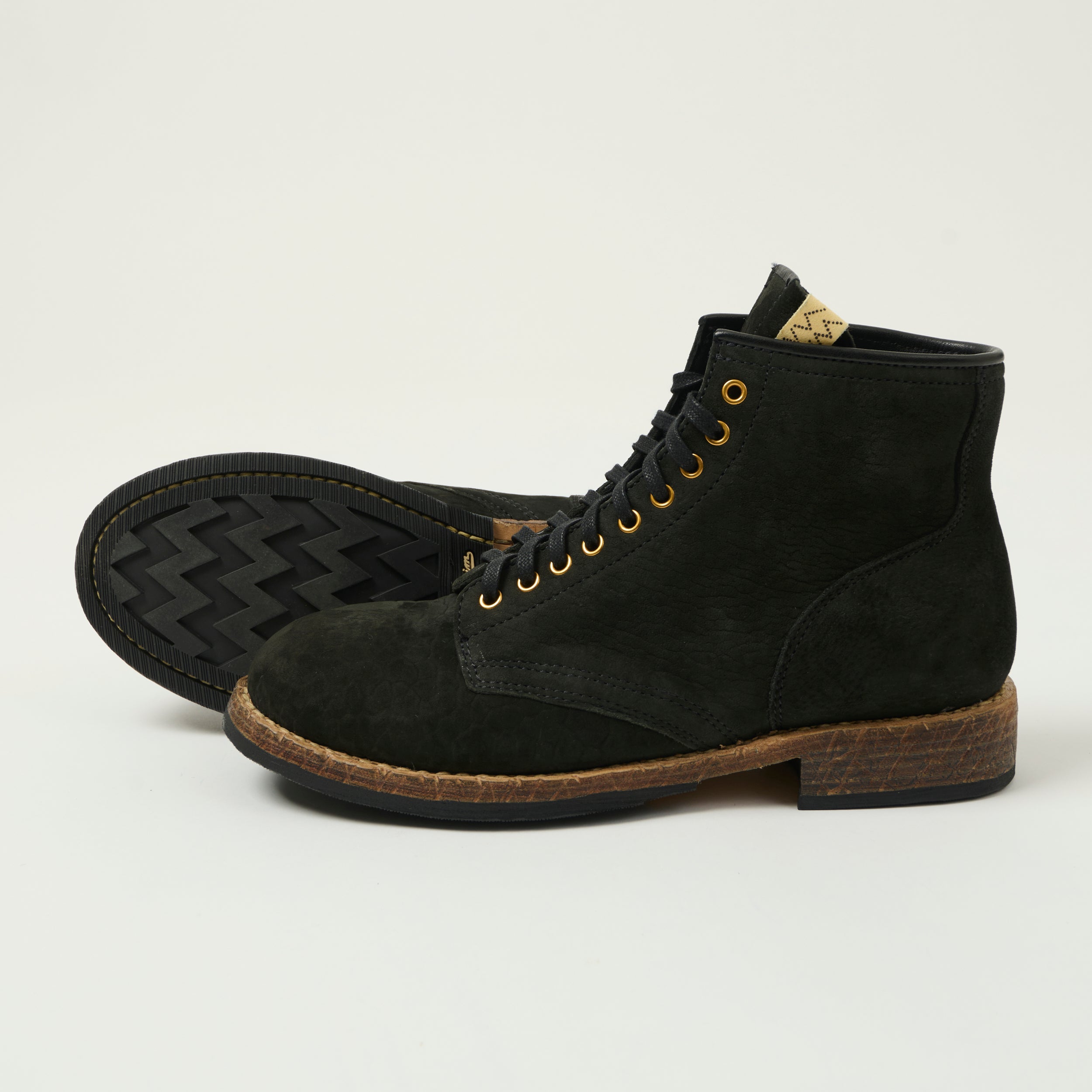 visvim 'Brigadier Mid Folk' Lambskin Roughout Boot - Black – SON