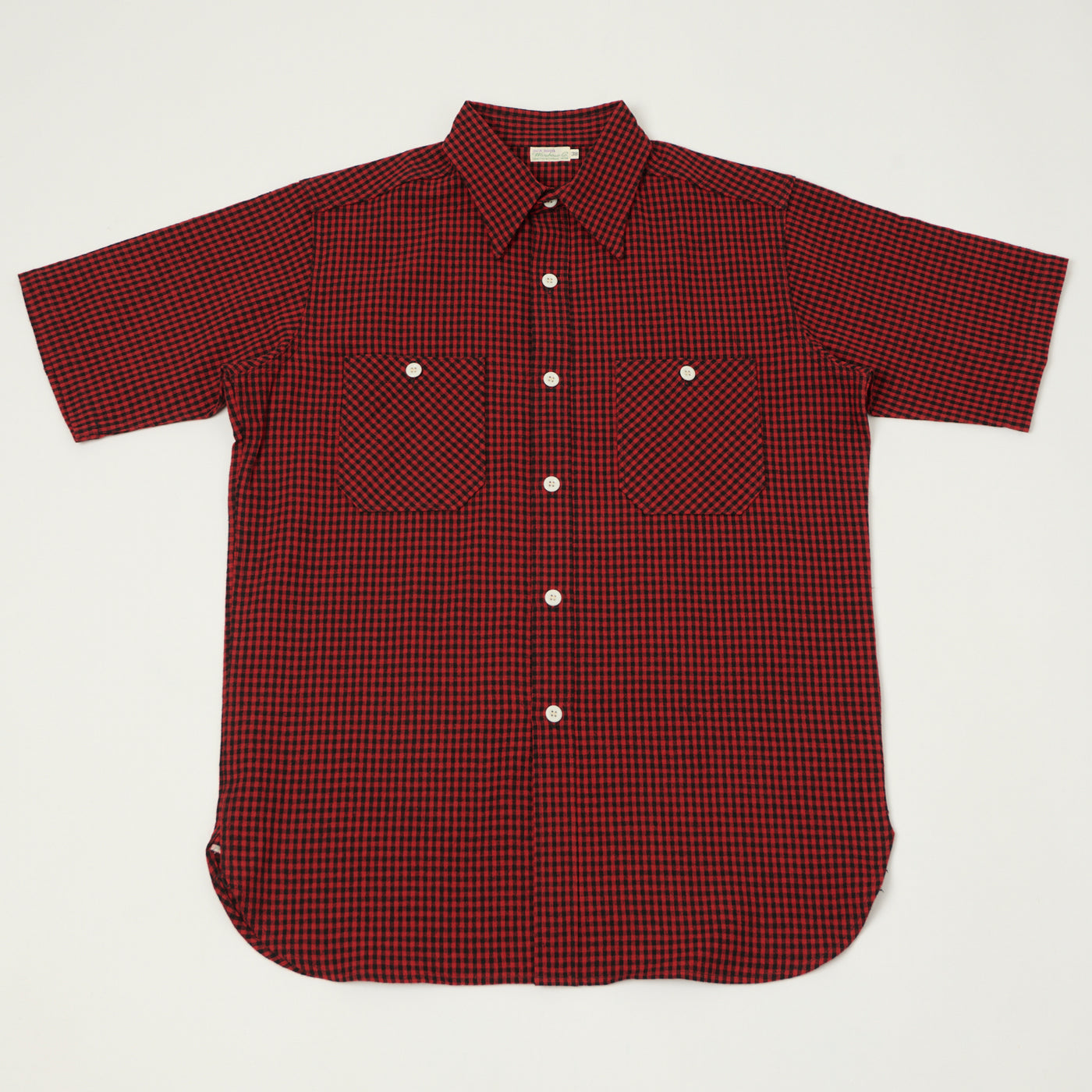 Warehouse & Co 3056 Duck Digger Short Sleeve Gingham Shirt - Red