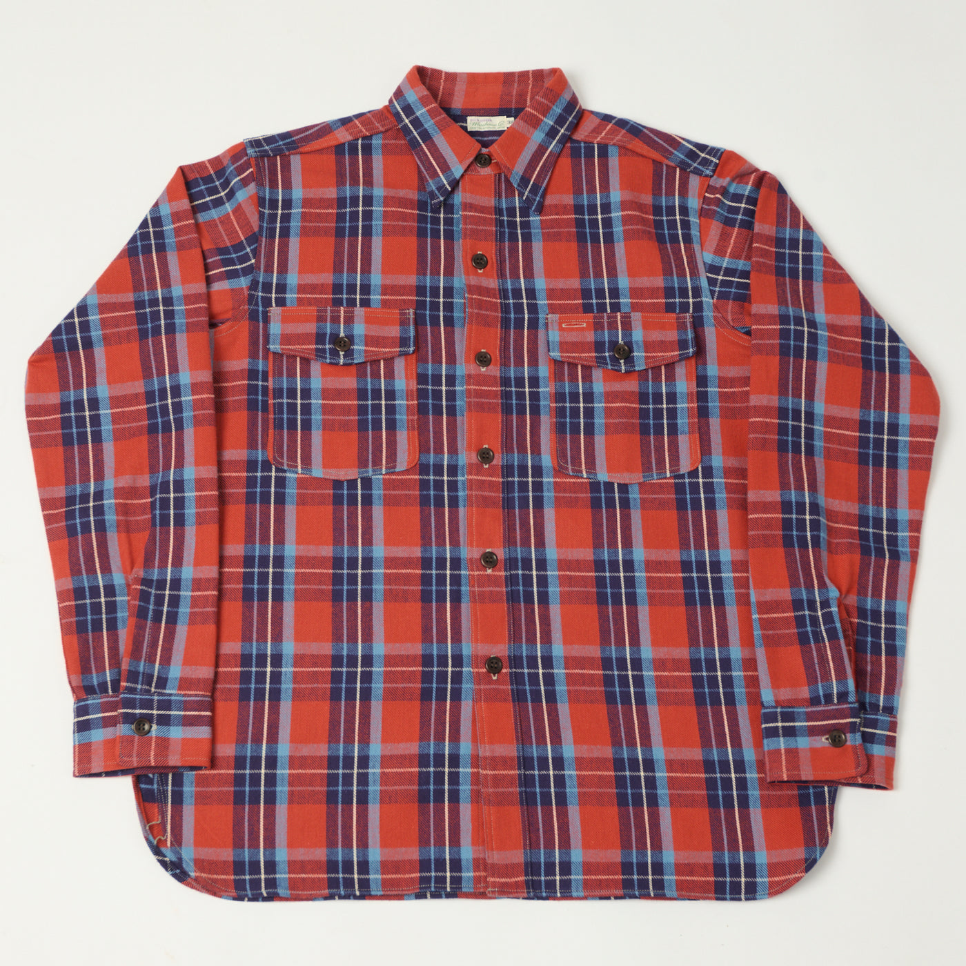 Warehouse & Co 3022 Duck Digger Plaid Flannel Shirt - Salmon/Navy