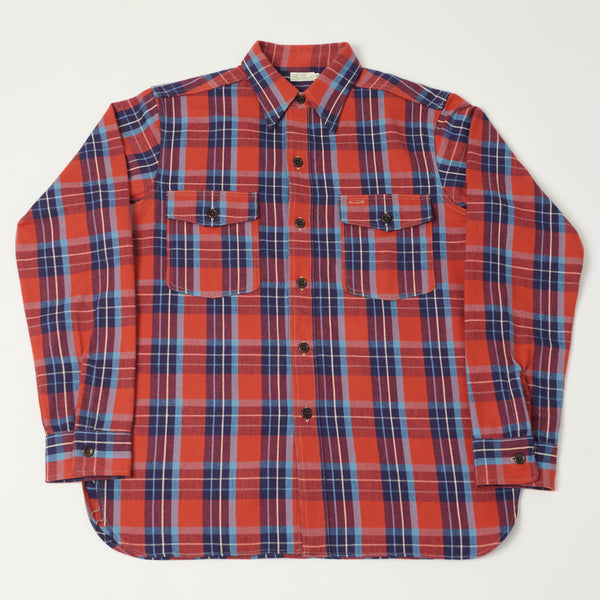 Warehouse & Co 3022 'G Pattern' Check Flannel Shirt - Salmon/Navy