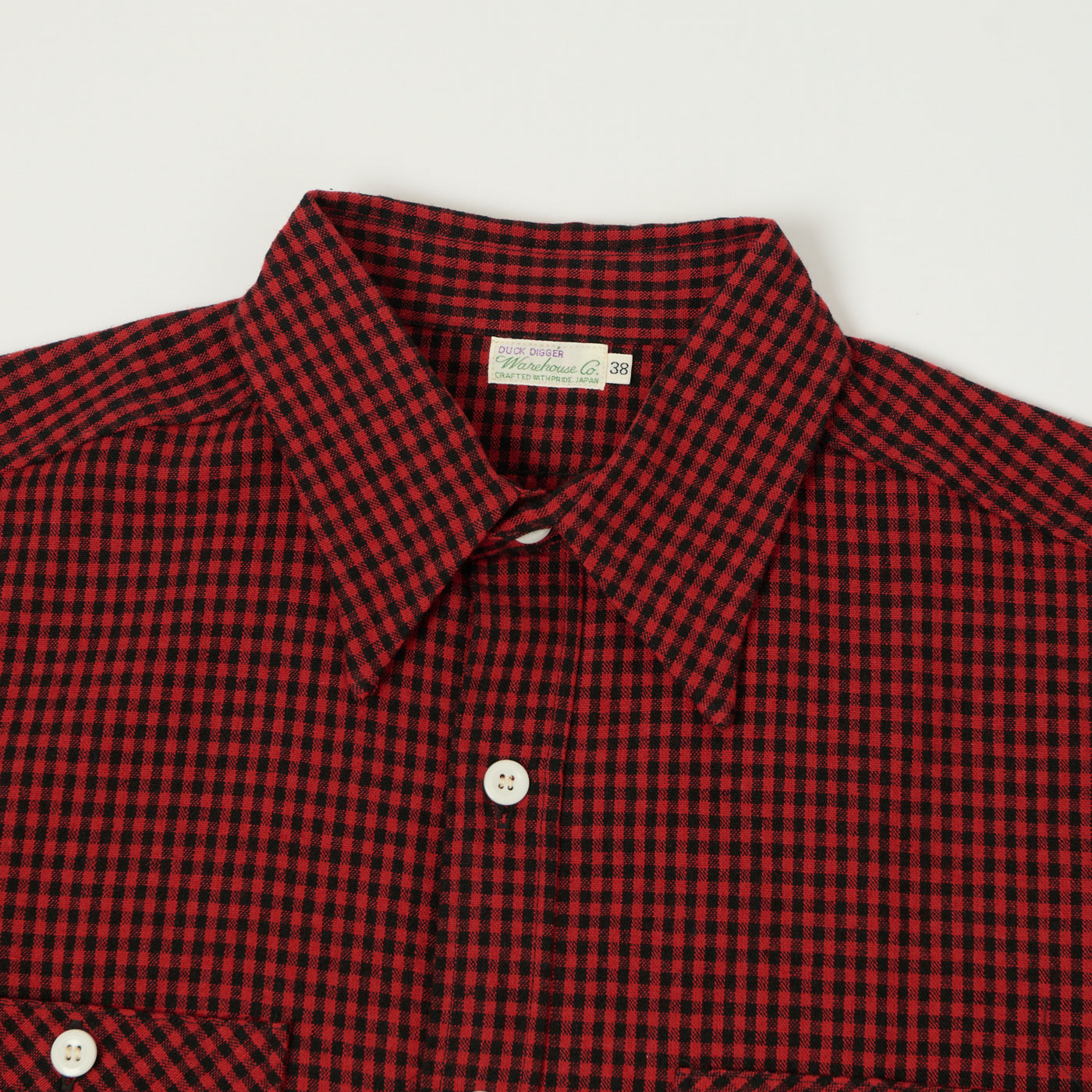 Warehouse & Co 3056 Duck Digger Short Sleeve Gingham Shirt - Red
