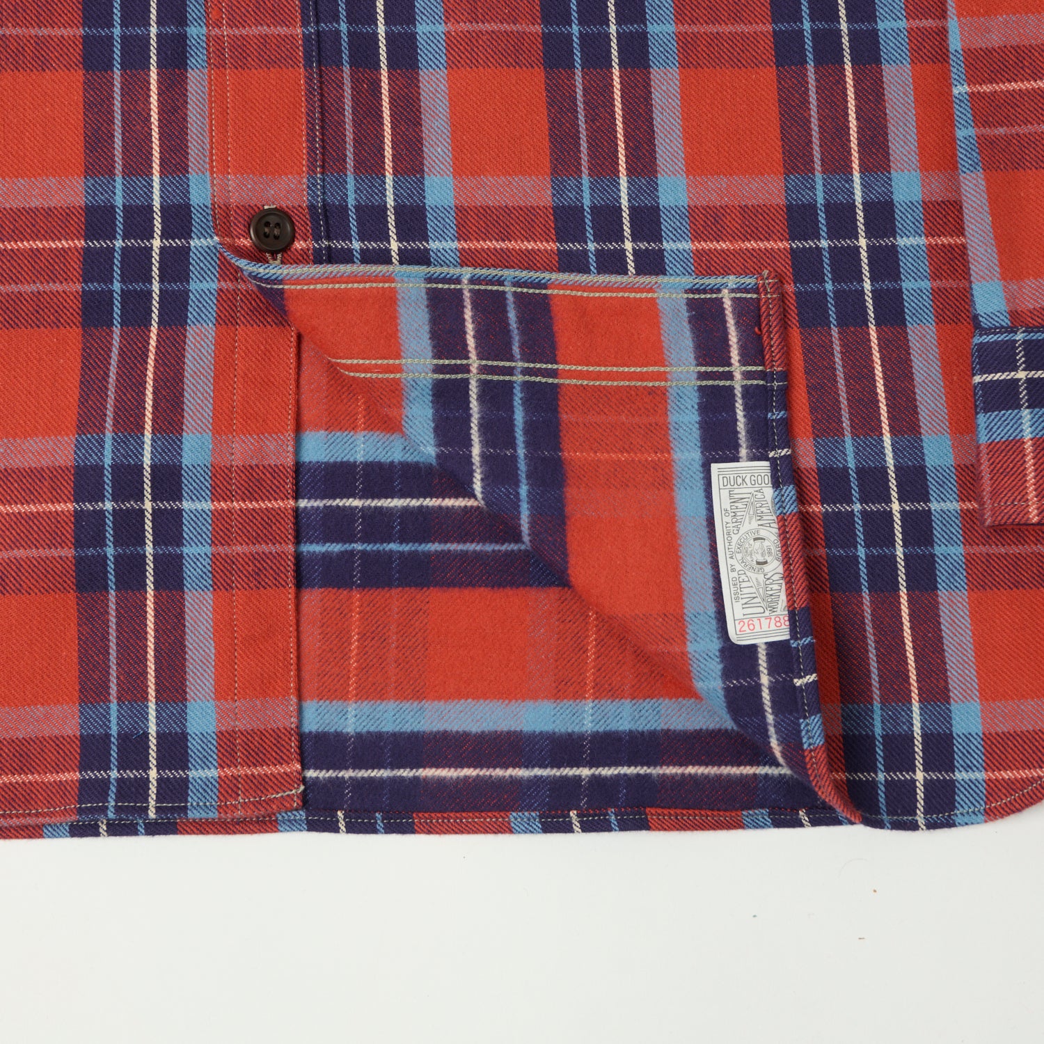 Warehouse & Co 3022 Duck Digger Plaid Flannel Shirt - Salmon/Navy