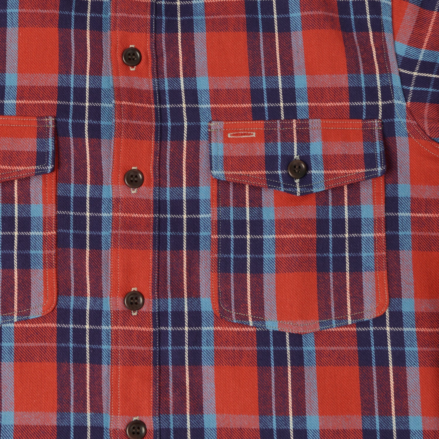 Warehouse & Co 3022 Duck Digger Plaid Flannel Shirt - Salmon/Navy