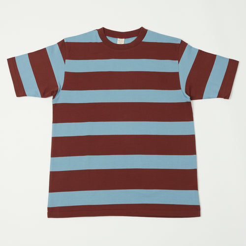 Warehouse & Co 4089 Border Stripe T-Shirt - Brown/Sax