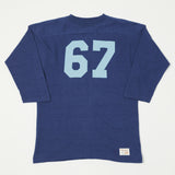 Warehouse 4063 'No. 67' 3/4 Sleeve Football Tee - Navy