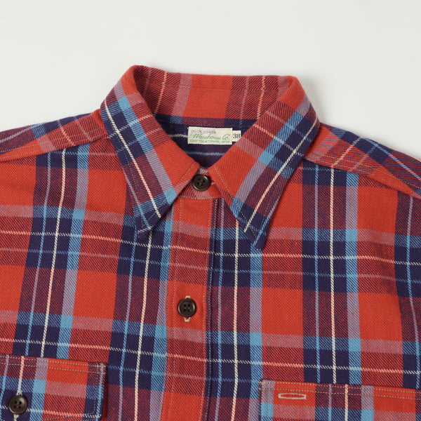 Warehouse & Co 3022 'G Pattern' Check Flannel Shirt - Salmon/Navy