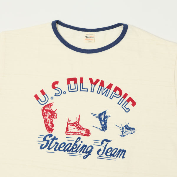 Warehouse 4059 'Streaking Team' Ringer Tee - Cream/Navy