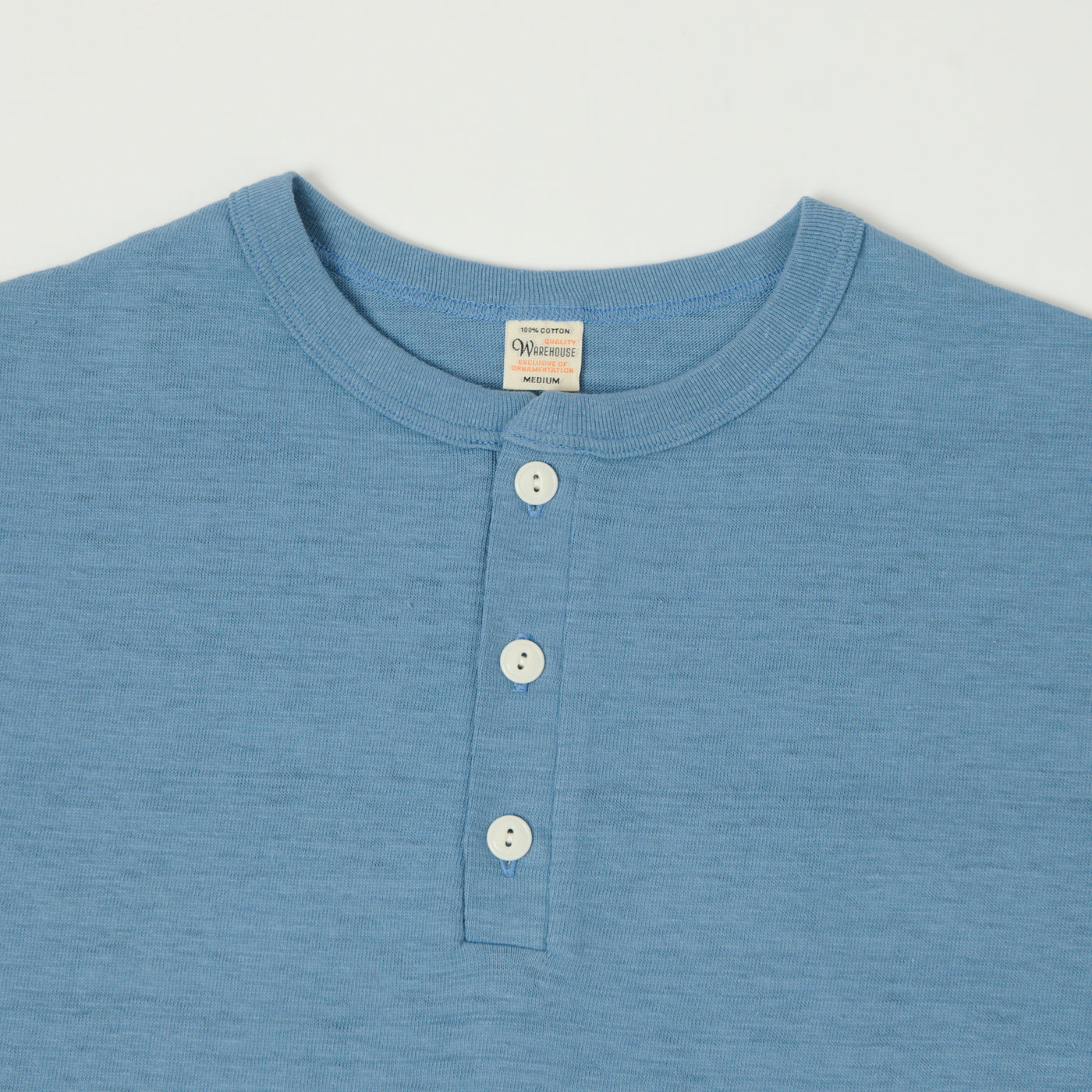 Warehouse & Co 4601 Henley T-Shirt - Pale Blue