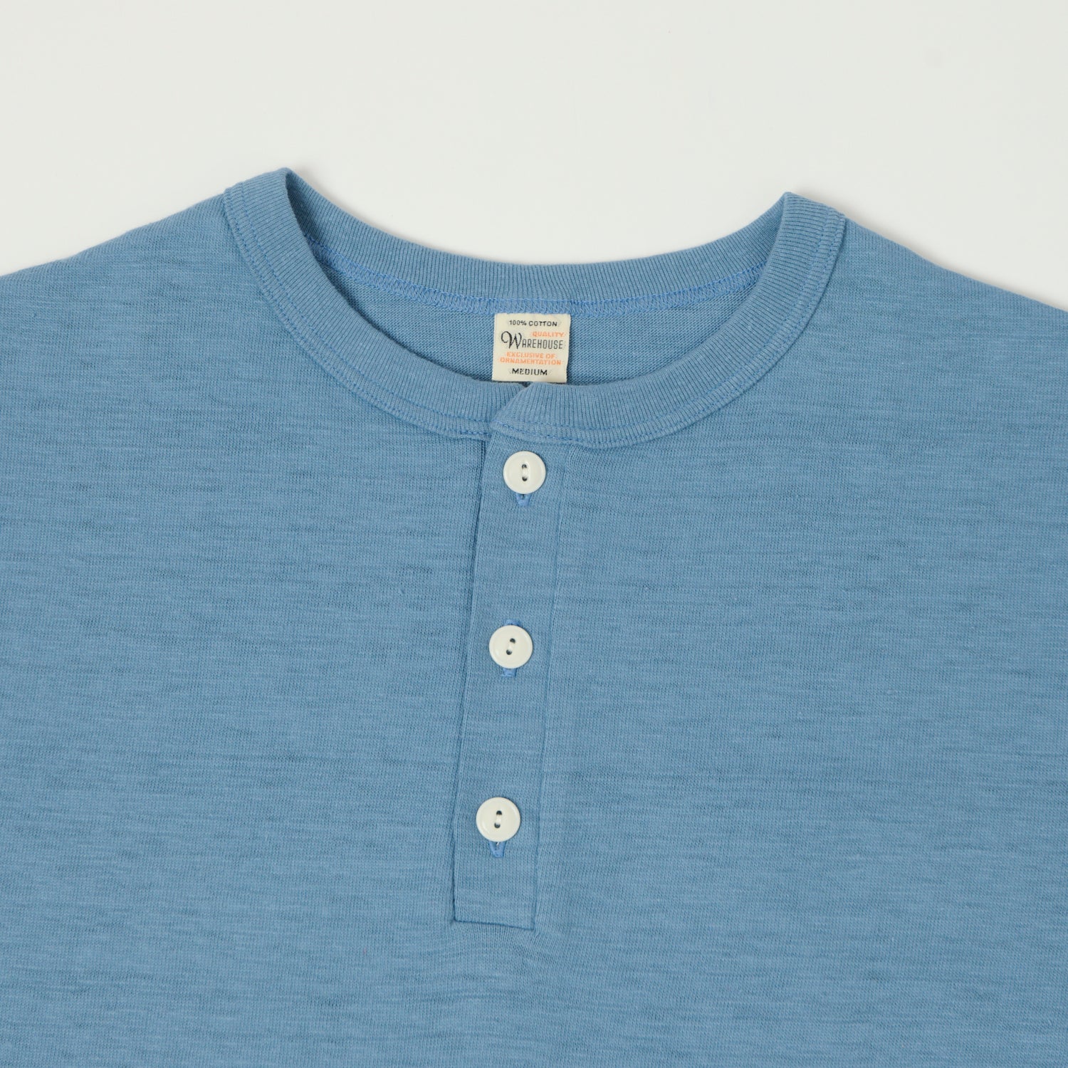 Warehouse & Co 4601 Henley T-Shirt - Pale Blue