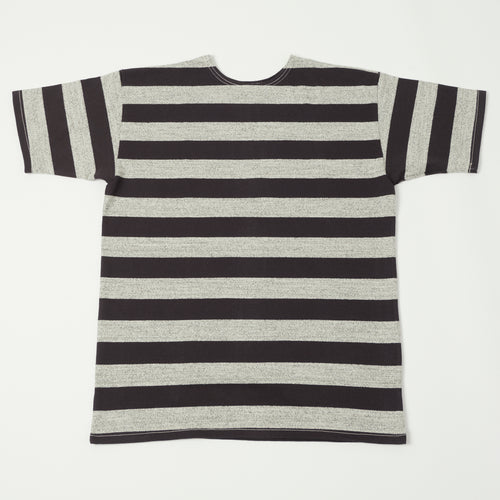 Warehouse & Co 4050 Duck Digger Border Stripe T-Shirt - Black /Heather Grey