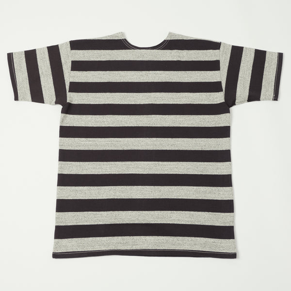 Warehouse 4050 S/S 2" Border Stripe Tee - Black /Heather Grey