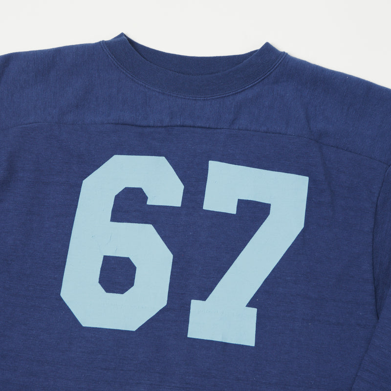 Warehouse 4063 'No. 67' 3/4 Sleeve Football Tee - Navy