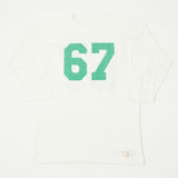 Warehouse 4063 'No. 67' 3/4 Sleeve Football Tee - Off White