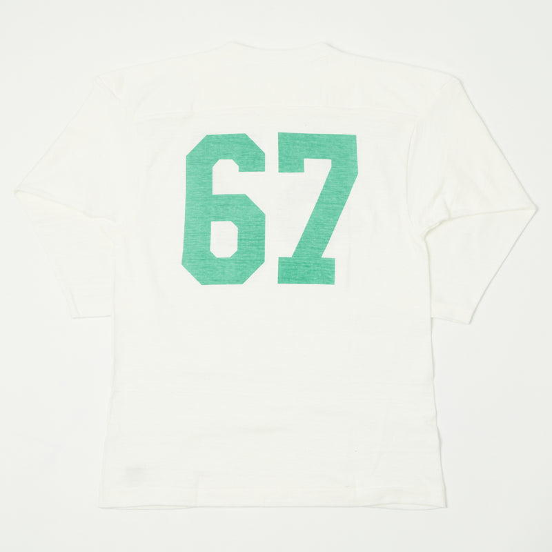 Warehouse 4063 'No. 67' 3/4 Sleeve Football Tee - Off White