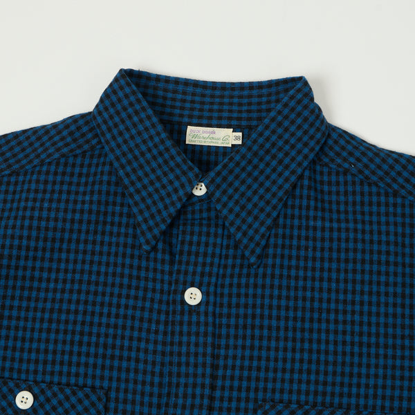 Warehouse & Co 3056 Gingham Short Sleeve Shirt - Blue