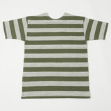 Warehouse & Co 4050 S/S 2" Border Stripe Tee - Olive Green/Heather Grey