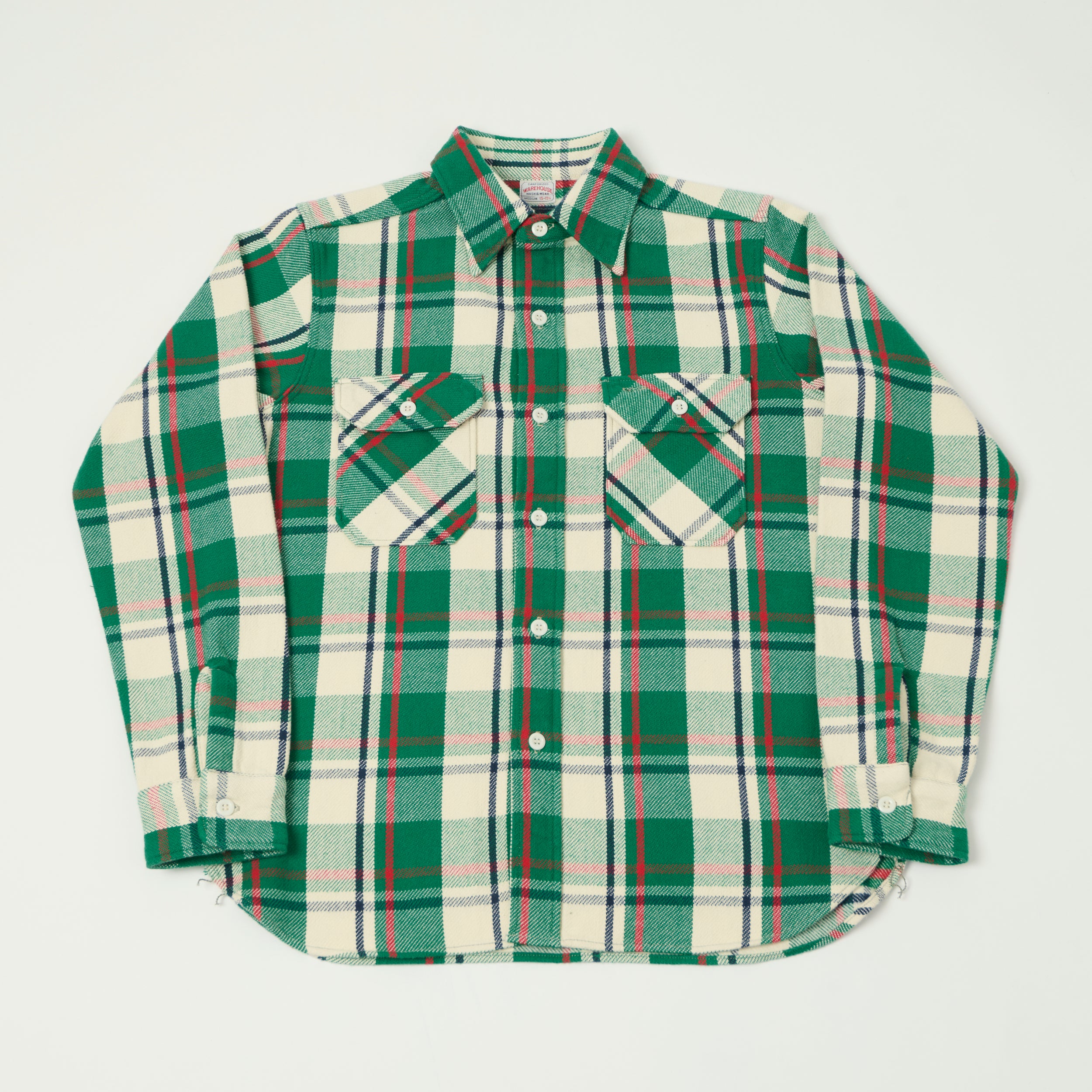 Warehouse & Co 3104 Plaid Flannel Shirt - Green/Brown/Ivory